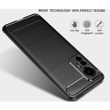 Microcase Xiaomi Mi 12 Brushed Carbon Fiber Silikon Kılıf - Siyah