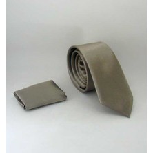 Gaffy Vizon Slim Fit (Ince) Düz Renk Mendilli Saten Kravat - Ss-11