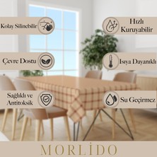 Morlido Yıkanabilir Silinebiilir Leke Tutmaz Kumaş Görünümlü Hijyenik Masa Örtüsü
