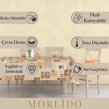 Morlido Yıkanabilir Silinebiilir Leke Tutmaz Kumaş Görünümlü Hijyenik Masa Örtüsü