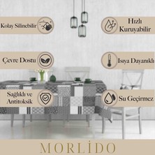 Morlido Yıkanabilir Silinebiilir Leke Tutmaz Kumaş Görünümlü Hijyenik Masa Örtüsü