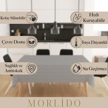 Morlido Yıkanabilir Silinebiilir Leke Tutmaz Kumaş Görünümlü Hijyenik Masa Örtüsü