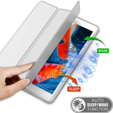 MobaxAksesuar Apple iPad 6 Nesil 9.7 2018 Kılıf Silikon Kalem Bölmeli Smart Case A1893 A1954 Açık Gri