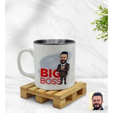 Kişiye Özel Erkek Big Boss Karikatürlü Içi Siyah Renkli Kupa Bardak Model 2