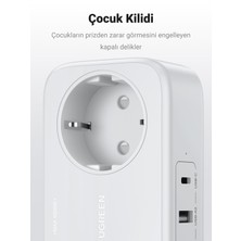 Ugreen DigiNest Life 30W Type-C / USB-A Çıkışlı 2 li Akım Korumalı Grup Priz 1.8 Metre