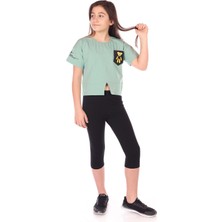 Toontoy Kız Çocuk Göğsü Ayıcık Baskılı Kaprili Takım