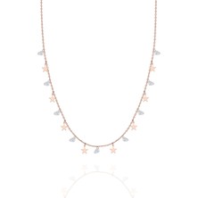 Adal Silver Kadın Gümüş Kalpli Yıldız Pullu Rose Kolye