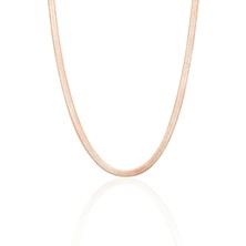 Adal Silver Italyan Yassı Zincir Rose Altın Kaplama 925 Ayar Gümüş Zincir