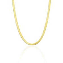 Adal Silver Italyan Yassı Zincir Altın Kaplama 925 Ayar Gümüş Zincir