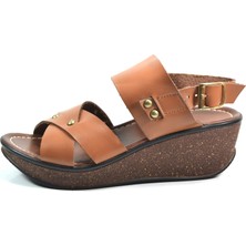 Beety 3037 Taba Dolgu Topuklu Tokalı Günlük Kadın Sandalet