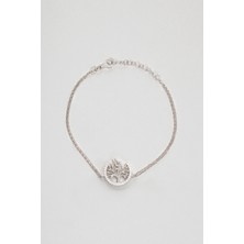 So CHIC Hayat Ağacı 18 Ayar Beyaz Altın Kaplama Taşlı 19 Cm Gümüş Bileklik