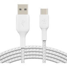 Belkin USB Type-C Örgülü Data & Hızlı Şarj Kablosu 1m Beyaz CAB004BT1MWH2PK