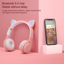 Zunhai M6 Kedi Kulakları Renkli Saf Renkli Bluetooth Kulaklık Siyah (Yurt Dışından)