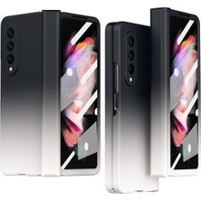 Zunhai Samsung Galaxy Z Fold3 Için Gradyan Renk Menteşe Flip Kılıf 5g Siyah Beyaz (Yurt Dışından)