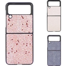 Zunhai Samsung Galaxy Z Flip3 5g Beyaz Için Glitter Pu Deri Kılıf (Yurt Dışından)