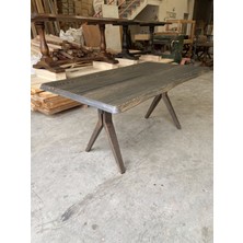 Emel Ahşap Masif Doğal Ahşap Çekirge Ayaklı Kütük MASA,160 x 80 Cm, Yemek-Mutfak-Ofis Masası