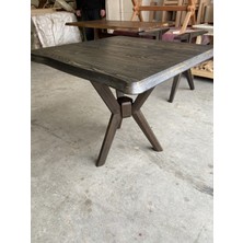 Emel Ahşap Masif Doğal Ahşap Kelebek Ayaklı Kütük MASA,90X90CM,YEMEK-MUTFAK Masası