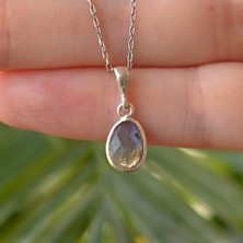 Taş Sandığı Labradorit Taşı Gümüş Kolye - Küçük Boy