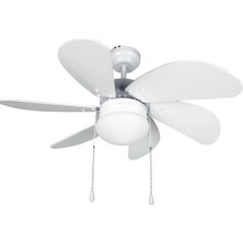 Kaşkar Taflan 6 Kanatlı Lambalı Tavan Vantilatörü L36009 Beyaz