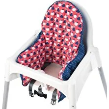 IKEA Çocuk Mama Sandalye Minder Kılıfı Ikea Desenli Meridyendukkan Mavi-Kırmızı Şişme Kılıf ,yıkanır