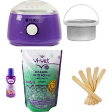 Vi-Vet Ağda Makinesi Mor 800 Alfa+Ek Hazne+Vivet Azulenl 250 ml Boncuk Ağda + 5 Spatula+Vivet 125 ml Yağ