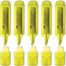 Faber-Castell Şeffaf Gövde Fosforlu Kalem 1546 Sarı 5 Adet