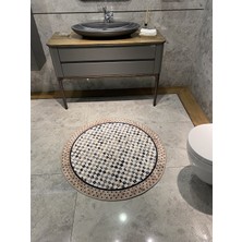 Brillant Robert Dama Desen Saçaksız Yuvarlak Banyo Paspası Ebat 100X100
