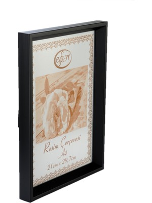 MİXEFOR A4 Çerçeve-Renk SİYAH -Arka Yüzey 3mm Mdf- Ön yüzey Kırılmaz  parlama yapmayan Antireflektif