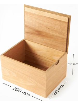 Hediyesepeti Hediye Sepeti 150X200X115 mm Ahşap Kayın Kutu - Geçme Kapaklı Kutu