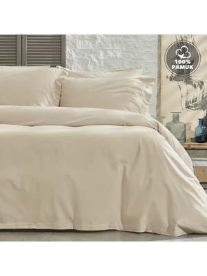 Yataş Bedding Plain  Tek Kişilik Ranforce Yıkamalı Nevresim Takımı - Bej