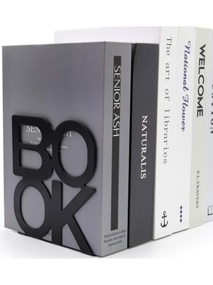Xinh 2 Adet Metal Bookends, Kitap Biter Mektup Desenli Kitap Raflar Ofis Dekoratif Için Biter, 2 Adet Siyah