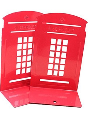 Xinh Ppyy 1 Çift Londra Telefon Kulübesi Tasarım Anti Skid Bookends Kitap Raf Tutucu Kırtasiye (Kırmızı) |