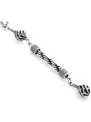 Tesbihane Çeşmi Bülbül Tasarım Gümüş Renk Kararmaz Metal Halat Püskül