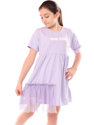 Toontoy Kids Toontoy Kız Çocuk Youth Choice Baskılı Tüllü Elbise