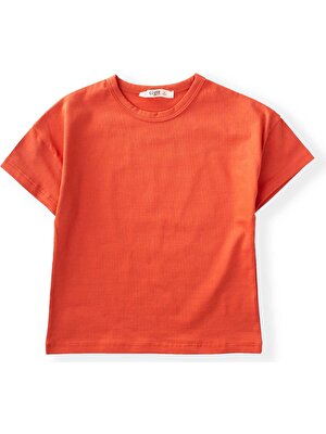 Cigit Düşük Omuz Basic T-Shirt 3-8 Yaş Kiremit