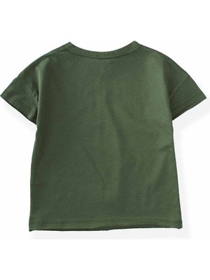 Cigit Düşük Kol Önden Kesik T-Shirt 2-8 Yaş Haki Yeşil