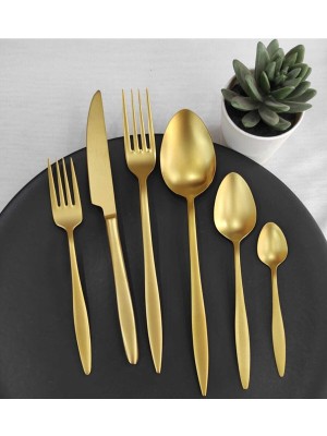 Dmr Life Yakut Mat Gold 42 Parça 6 Kişilik Çatal Kaşık Bıçak Takımı Kutulu