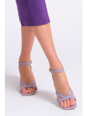 Mio Gusto Elena Lila Renk Kadın Topuklu Sandalet Ayakkabı
