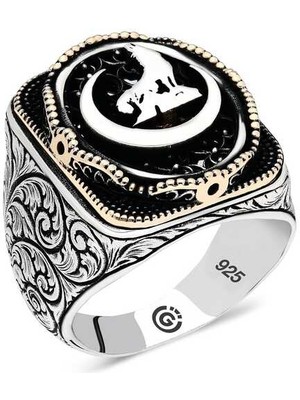 Gumush Gümüş Hilal Bozkurt Oval Erkek Yüzük