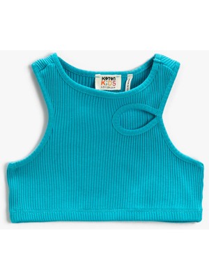 Koton Pencere Detaylı Crop Üst Ribanalı Kolsuz Pamuklu