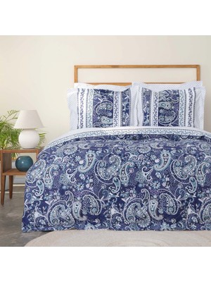Karaca Home Serena Mavi  Pamuk Çift Kişilik Complete Takım