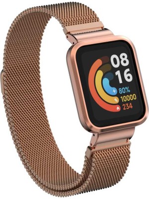 Nezih Case Xiaomi Mi Watch Lite Uyumlu Hasır/örgü Metal Kordon ve Kasa Koruyucu
