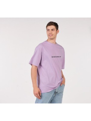 To Cosmos Unisex (Erkek -Kadın) Oversize ( Bol-Salaş ) T-Shirt Renk Lila Never Give Up