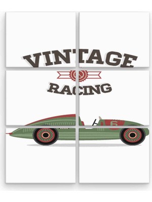 Hero Tasarım Vintage Racing  BLL2100 6 Parça Ahşap Mdf Tablo NHL6597