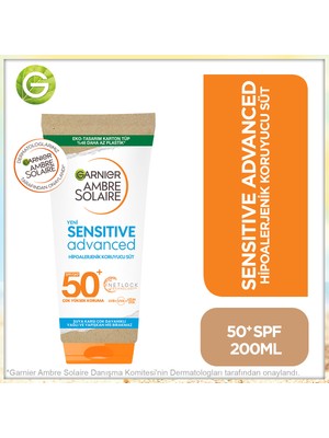 Garnier Ambre Solaire Sensitive Advanced Hipoalerjenik Güneş Koruyucu Süt SPF50+ 175ML