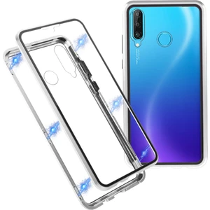 Kapsamlı Manyetik Kapalı Tasarım Metal Çerçevesi + Huawei P30 Lite Için Çift Taraflı Ultra Açık Temsil Edilmiş Cam Telefon Kabuğu - Mor (Yurt Dışından)