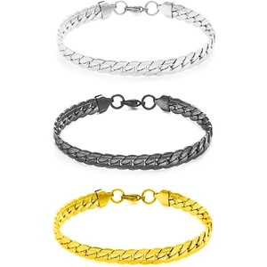 Trend Collection 3'lü Snake Model Unisex Kararmaz Çelik Bileklik Set