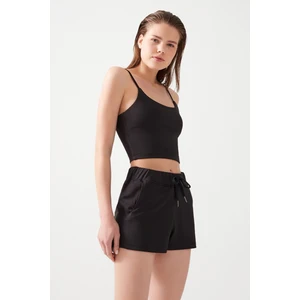Los Ojos Kadın Siyah Cepli Beli Lastikli Basic Fit Spor Şort Shorts