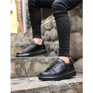 547 Kalın Yüksek Taban Siyah Bağcıklı Spor Erkek Ayakkabı