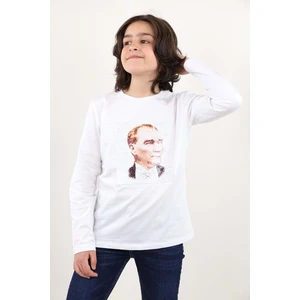 Toontoy Unisex Çocuk Atatürk Bayraklı Çift Taraflı Pullu Tişört